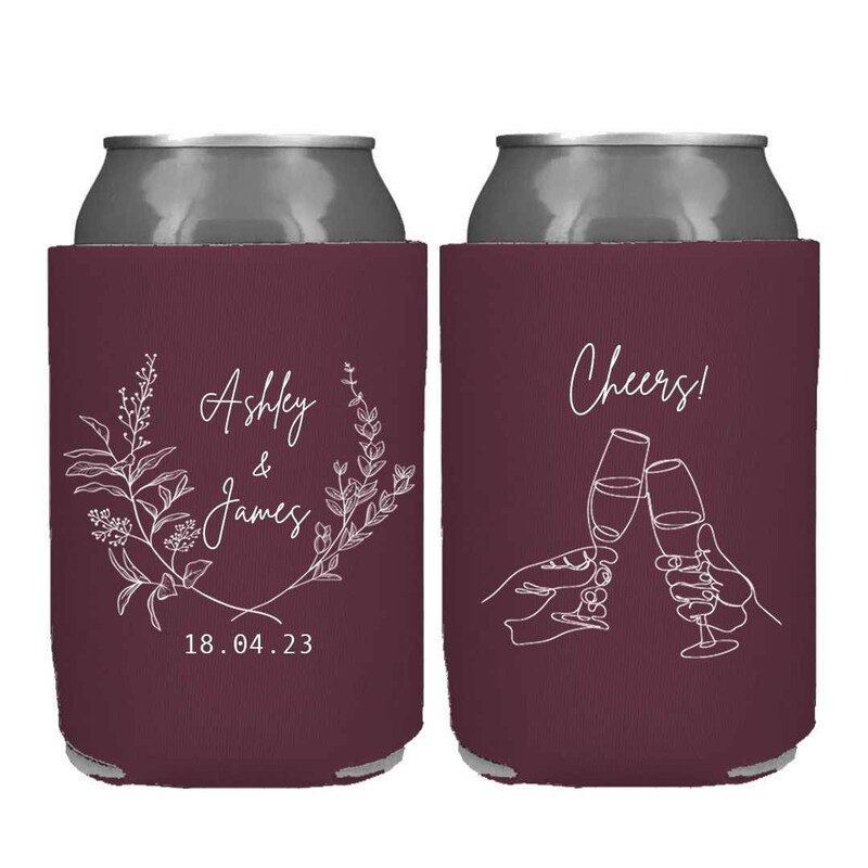 Personalized Wedding Can cooler, beer hugger, Stubby Cooler, engage party favor, promotional product, wedding favor gift F010